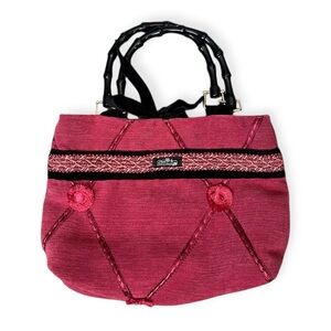 Chic Y2K Pink Handbag with Bamboo Handles